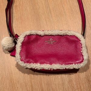 Coach Pink Sherpa-Lined Crossbody Purse - Cozy and Chic